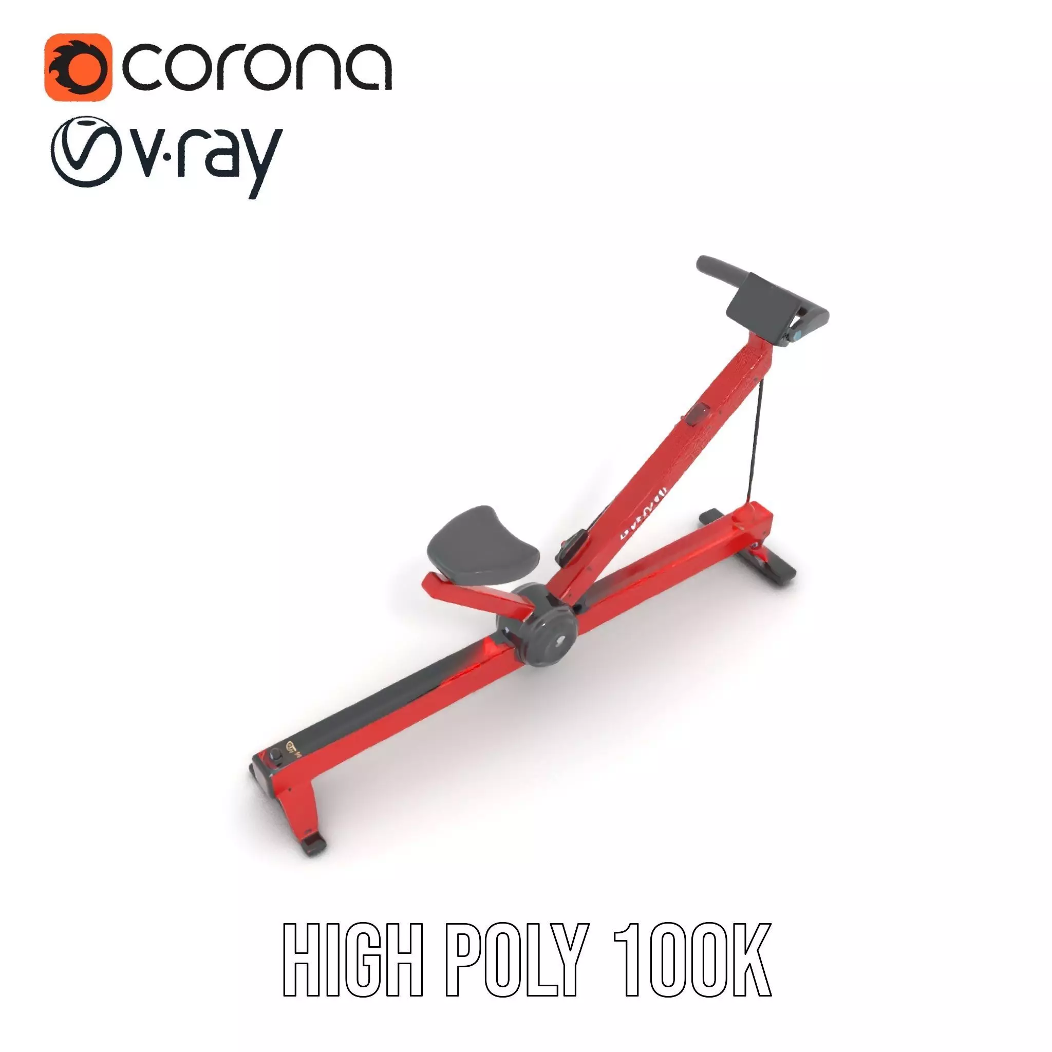 Red Rower Exercise model pack Low-poly 3D model_18