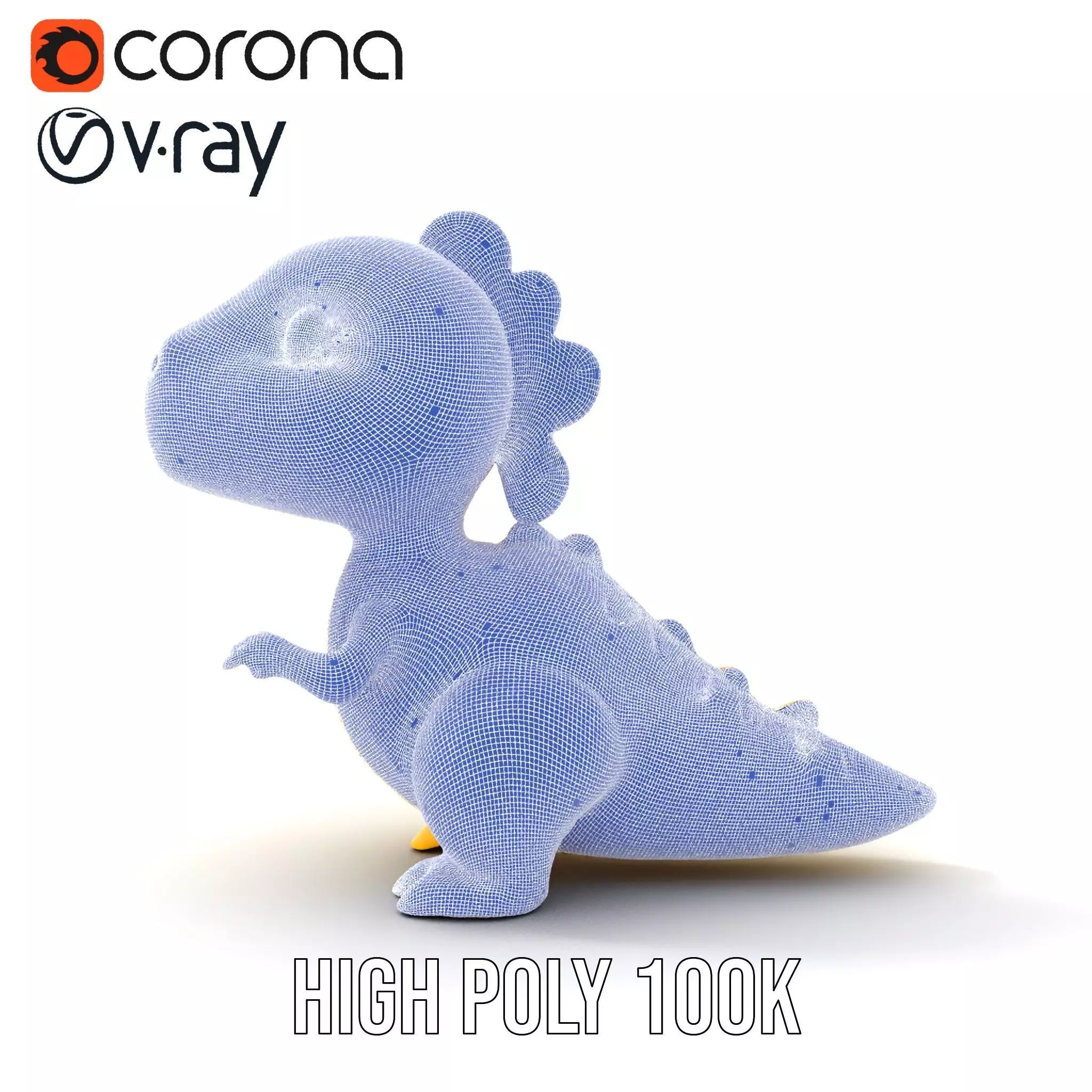 Vibrant canaryyellow cartoon allosaurus with babylike feature... Low-poly 3D model_21