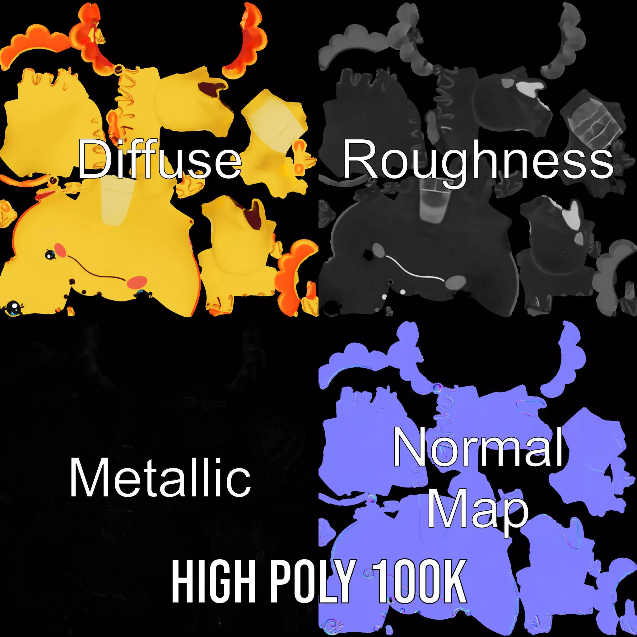 Vibrant canaryyellow cartoon allosaurus with babylike feature... Low-poly 3D model_3