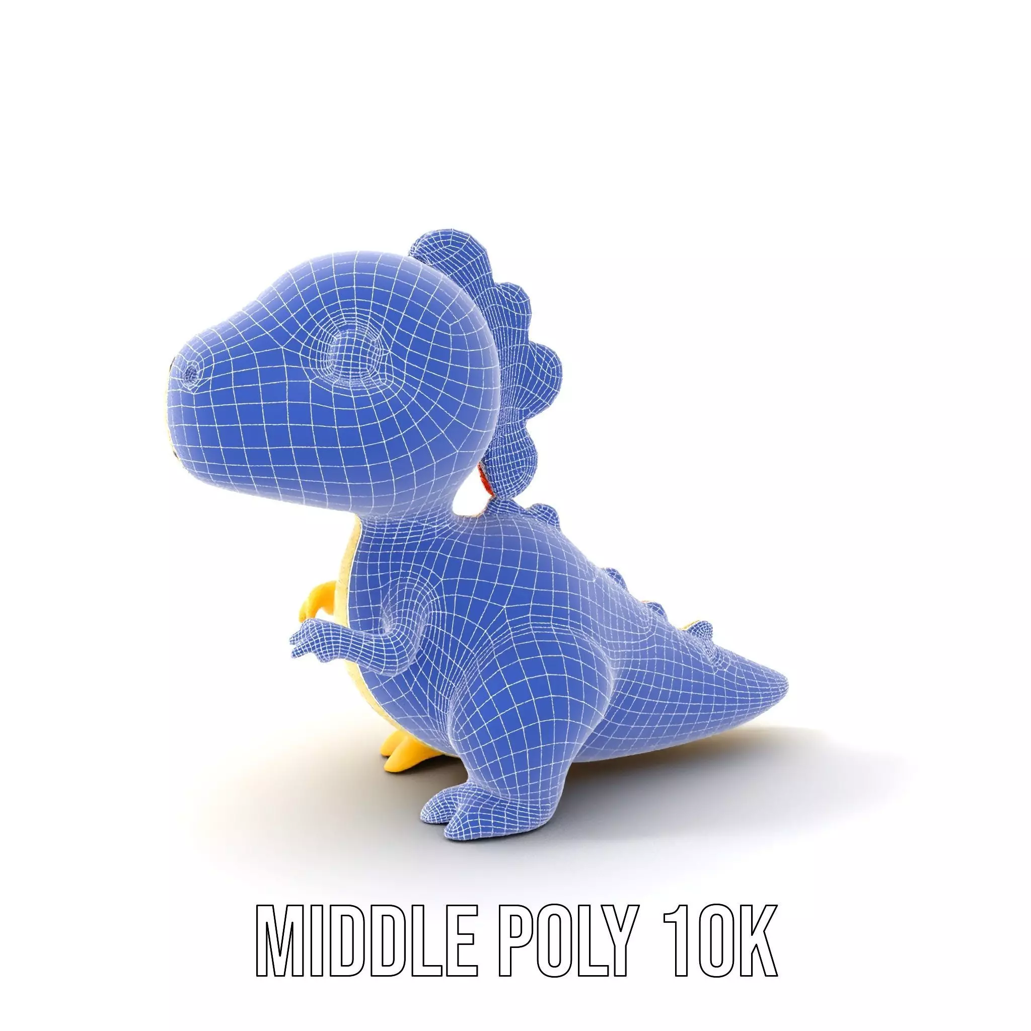 Vibrant canaryyellow cartoon allosaurus with babylike feature... Low-poly 3D model_19