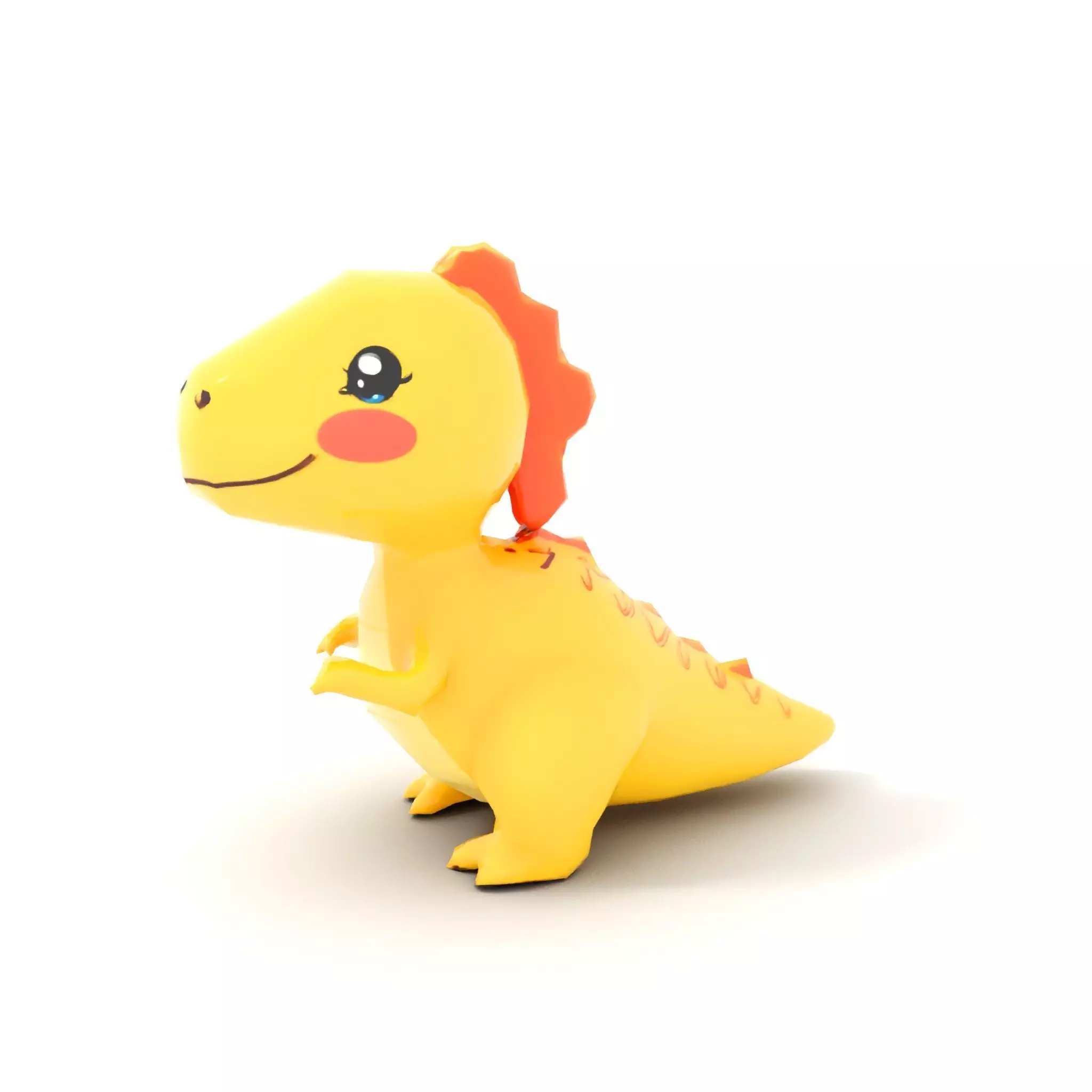 Vibrant canaryyellow cartoon allosaurus with babylike feature... Low-poly 3D model_12