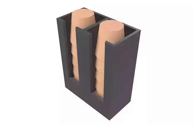 Paper Cup Holder Rack with Paper Cup v1 001 Low-poly 3D model 3