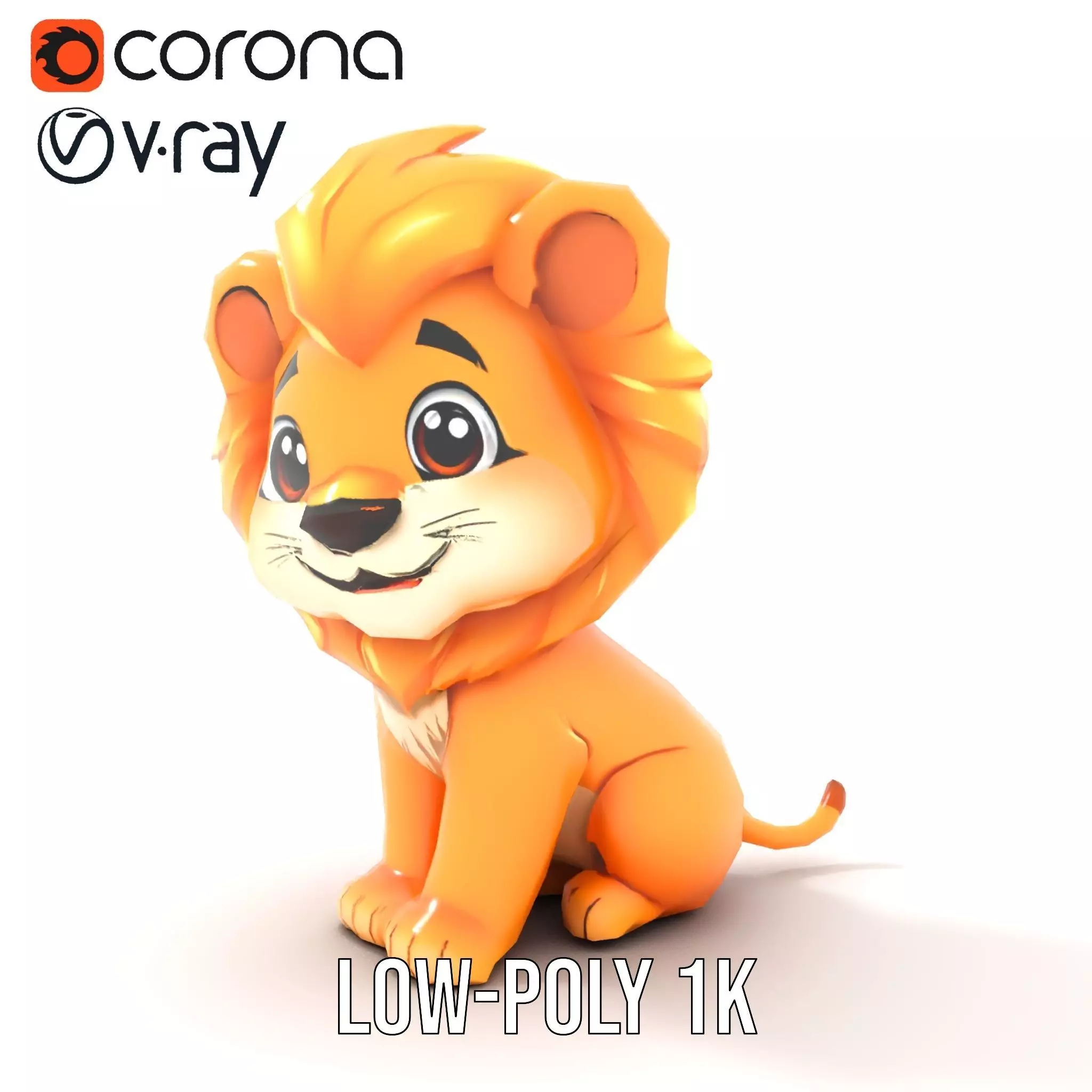 Playful Lion Cub model pack Low-poly 3D model_12