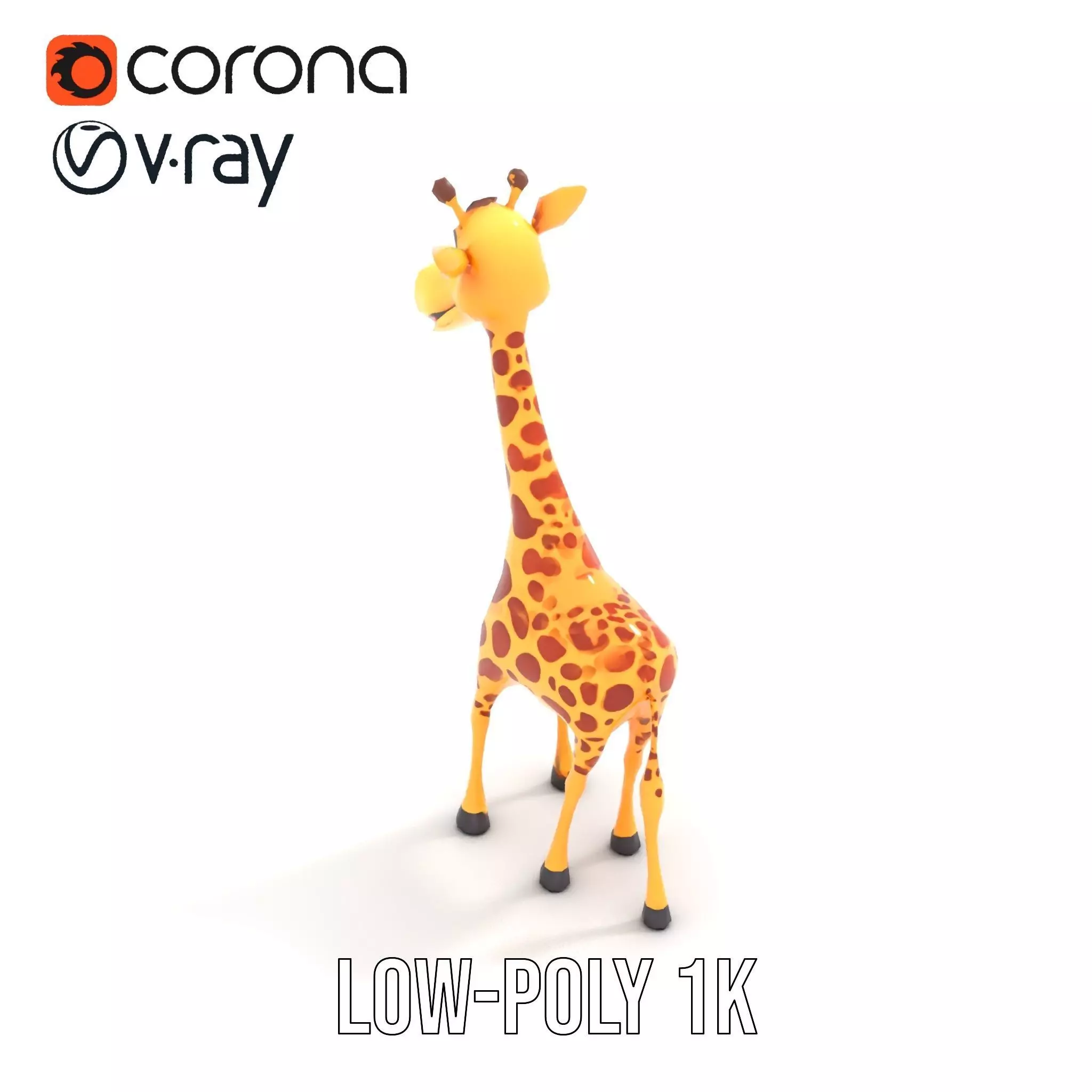 Cheerful Giraffe Cartoon model pack Low-poly 3D model_7