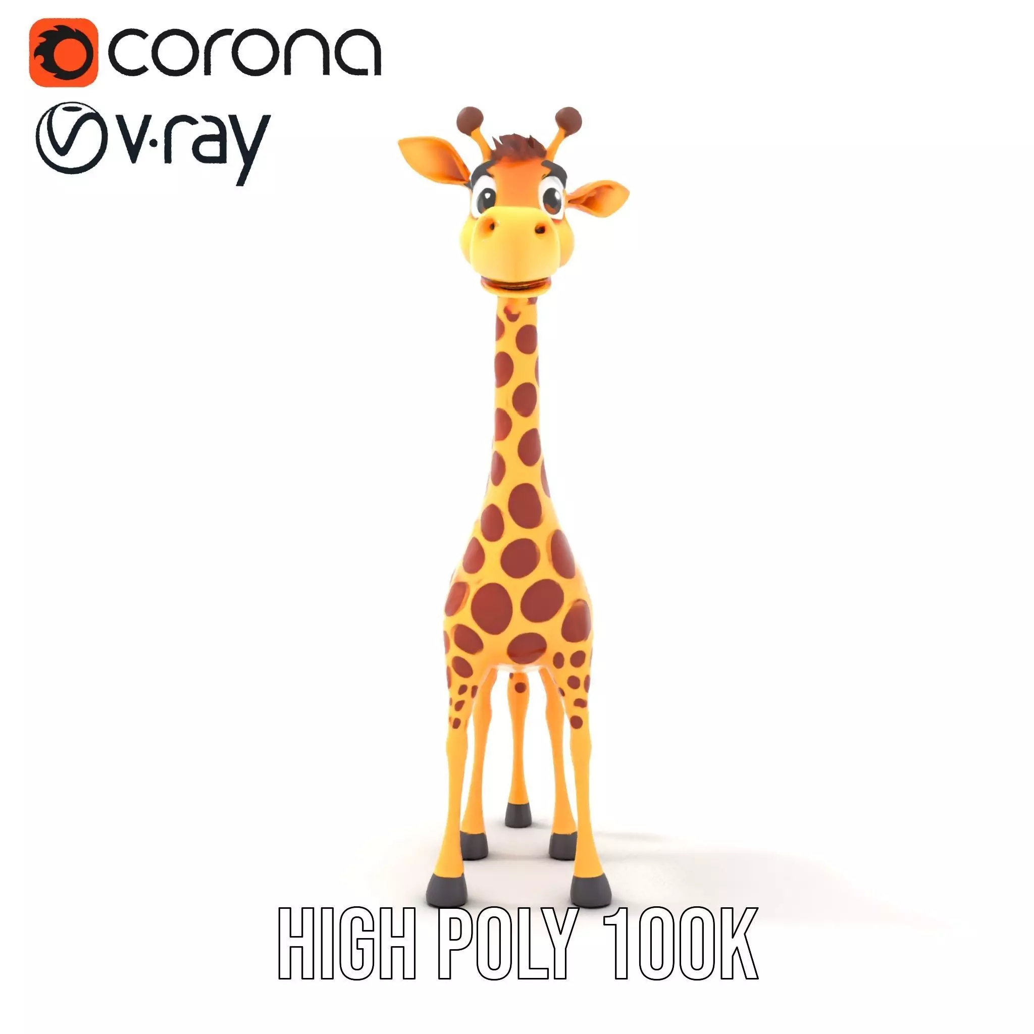 Cheerful Giraffe Cartoon model pack Low-poly 3D model_26