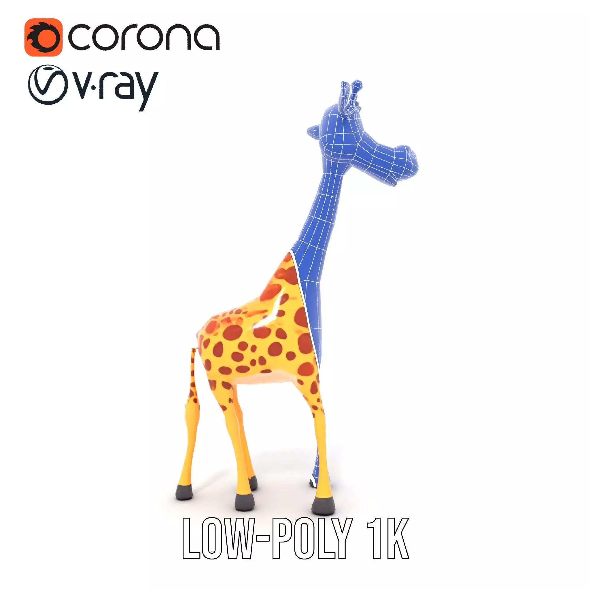 Cheerful Giraffe Cartoon model pack Low-poly 3D model_25