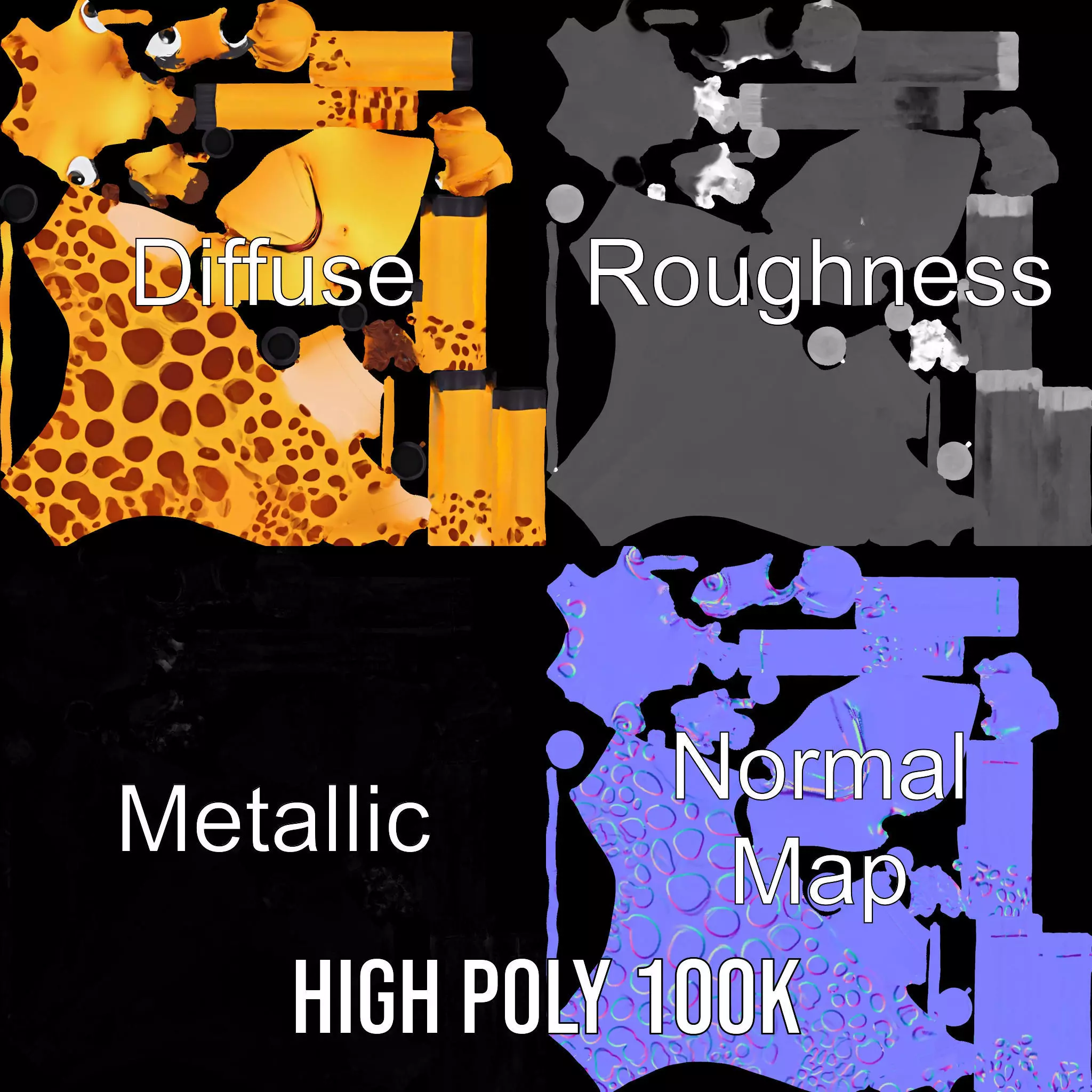 Cheerful Giraffe Cartoon model pack Low-poly 3D model_3