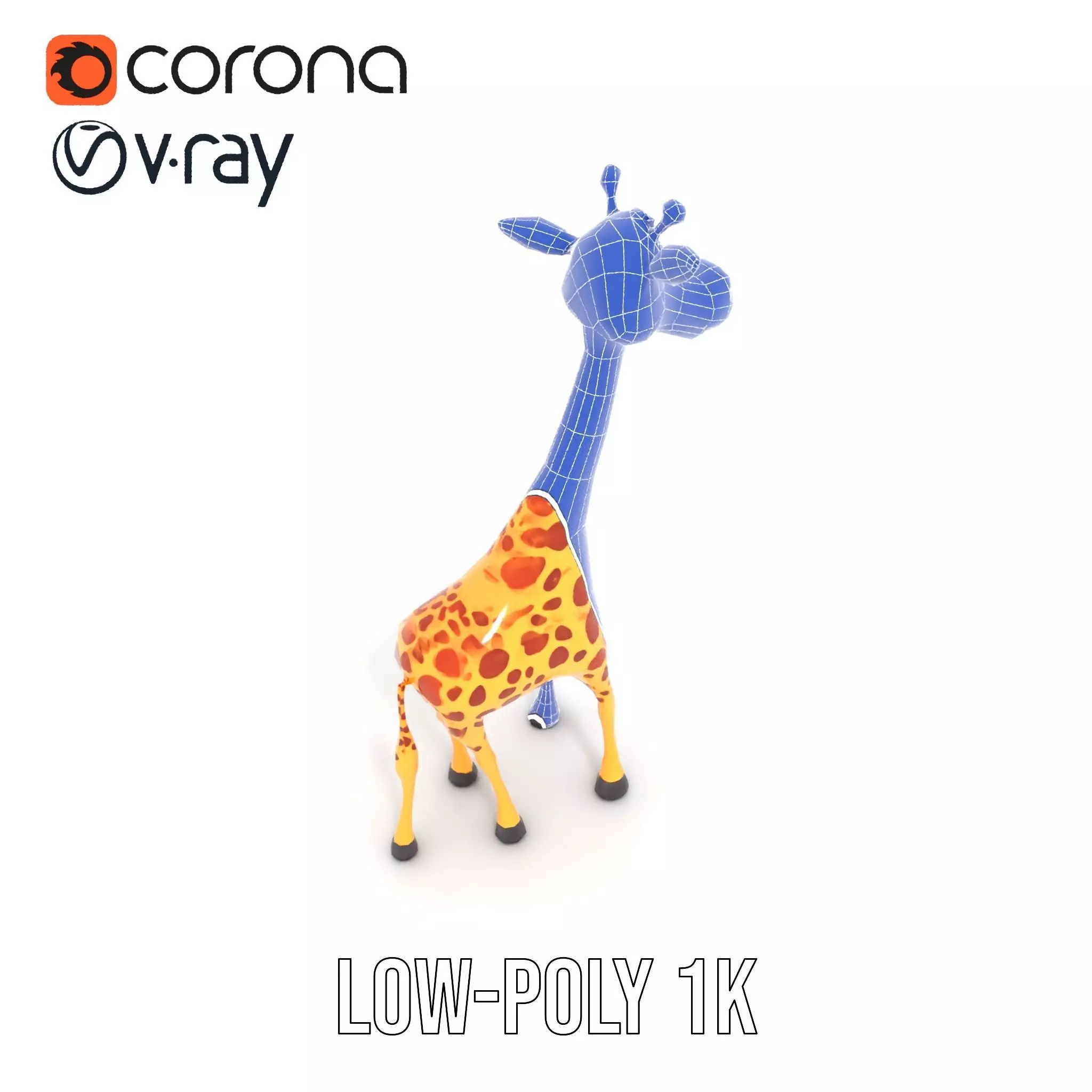 Cheerful Giraffe Cartoon model pack Low-poly 3D model_31