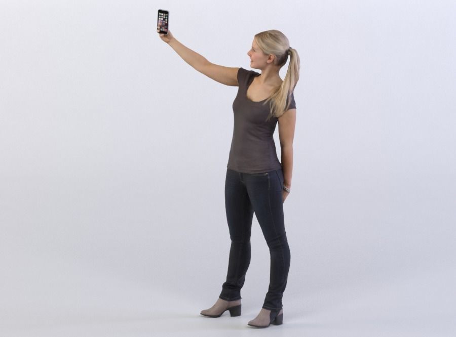 Nina 0331 Woman taking a selfie 3D model_1