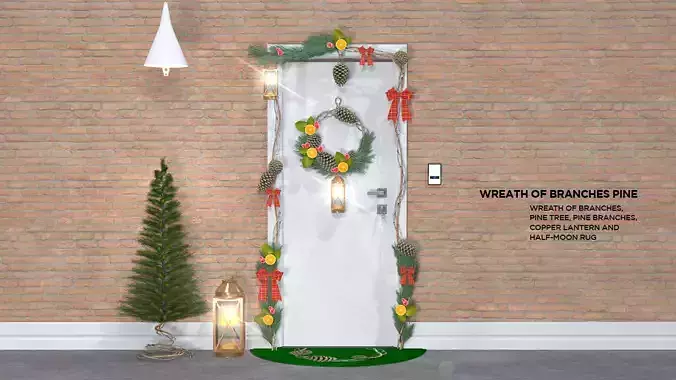 Christmas Wreath with Pine Branches 3D Model