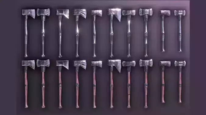 Modular Melee Axe Low Poly Stylized Axe Procedural Weapon Parts