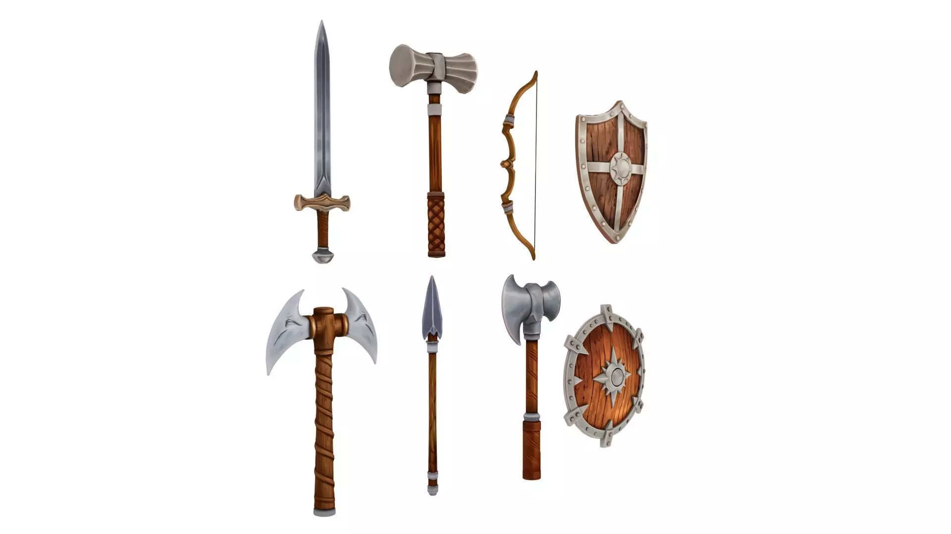 Stylized Medieval Weapons pack Low-poly 3D model_1