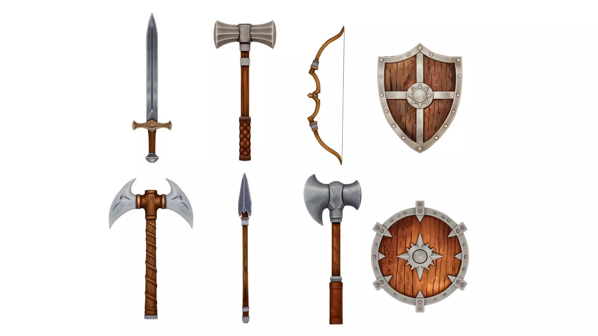 Stylized Medieval Weapons pack Low-poly 3D model_0