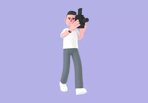 Stylized 3D Male Photographer Character - Cheerful Camera Shot 3D model_1