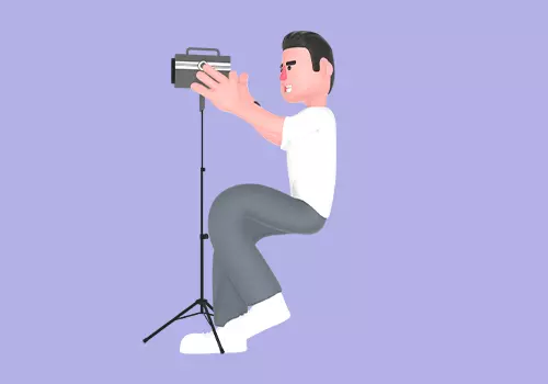 Stylized 3D Male Photographer Character - Adjusting Studio Light 3D model_2