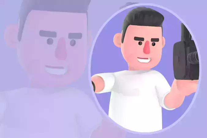 Stylized 3D Male Photographer Character - Thumbs Up Pose