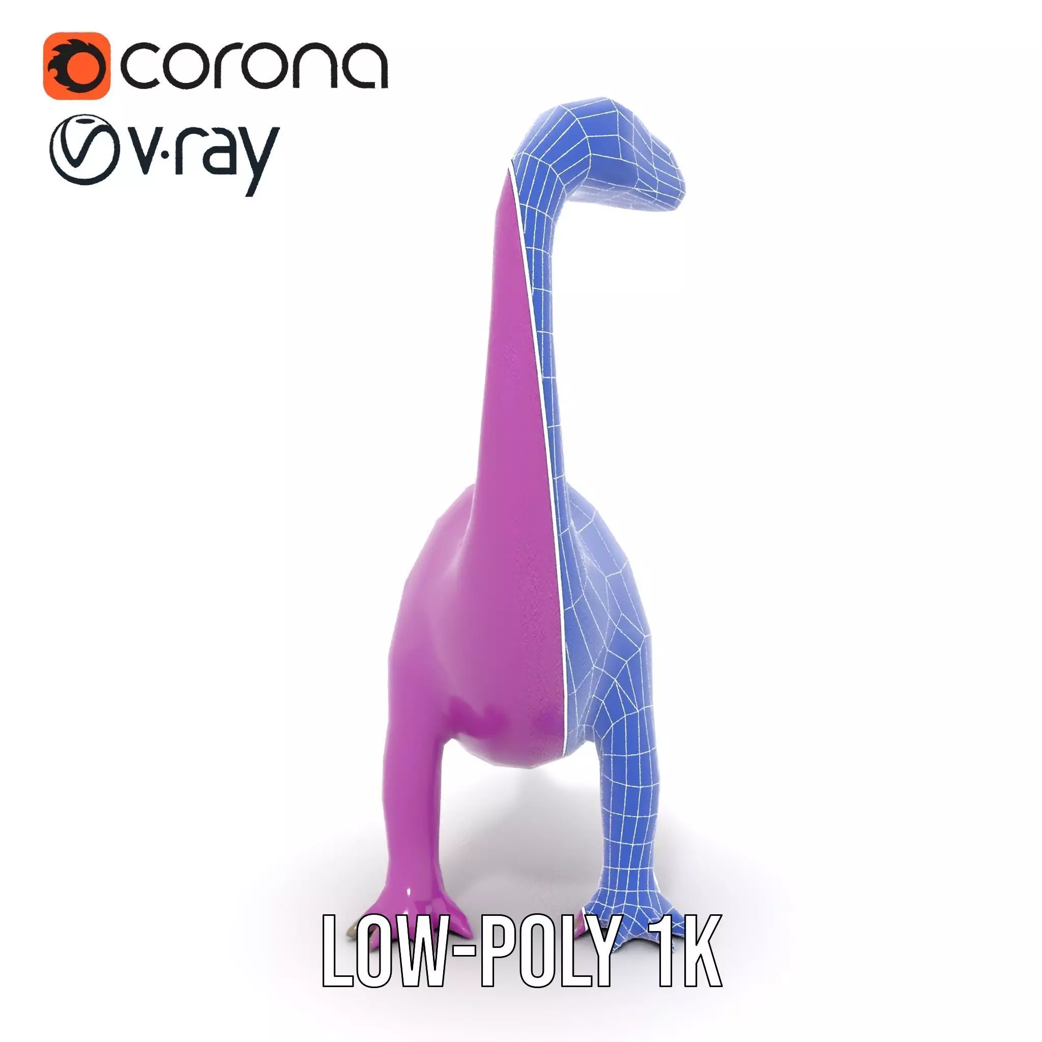 Purple Dinosaur model pack Low-poly 3D model_12