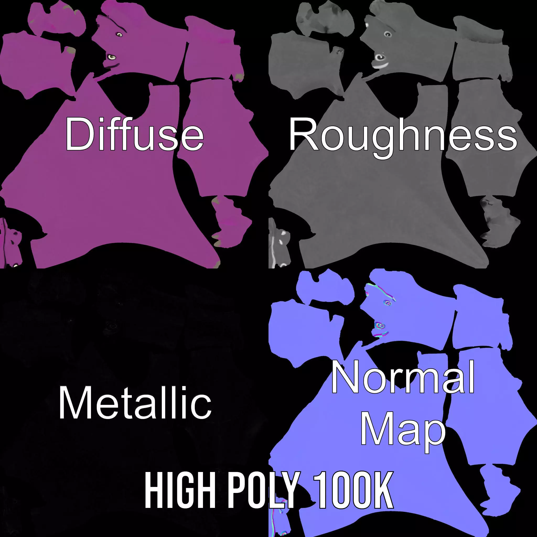 Purple Dinosaur model pack Low-poly 3D model_3