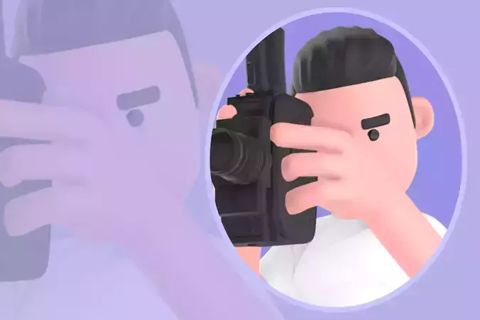 Stylized 3D Male Photographer Character - Studio Shooting Pose