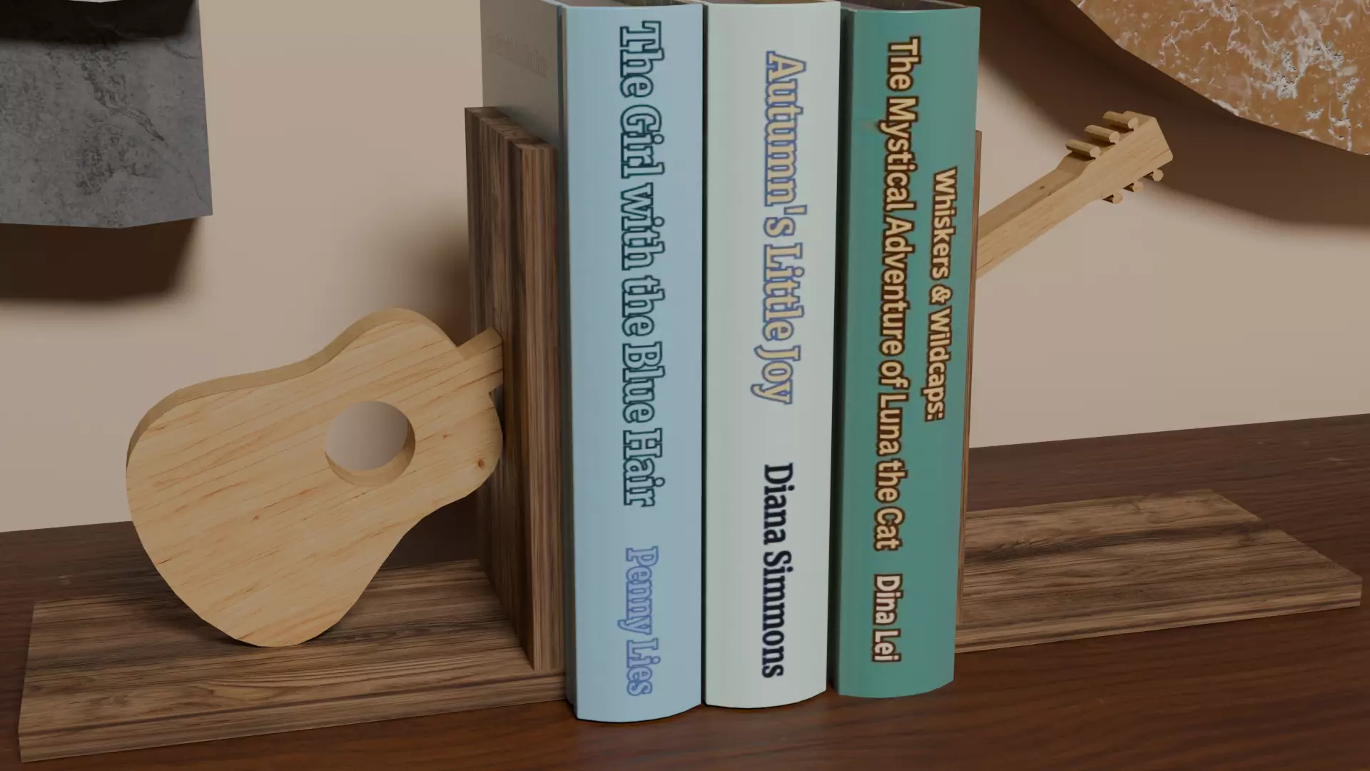 Wood Guitar Book Ends Low-poly 3D model