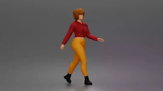 Walking pose highlights outfit design showing energy movement