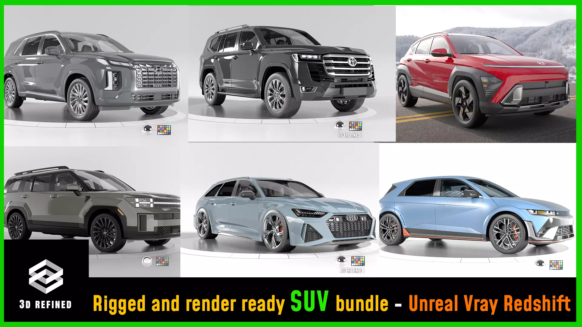 Ultimate SUV BUNDLEs Rigged redshift vray unreal 3D Model Collection_0