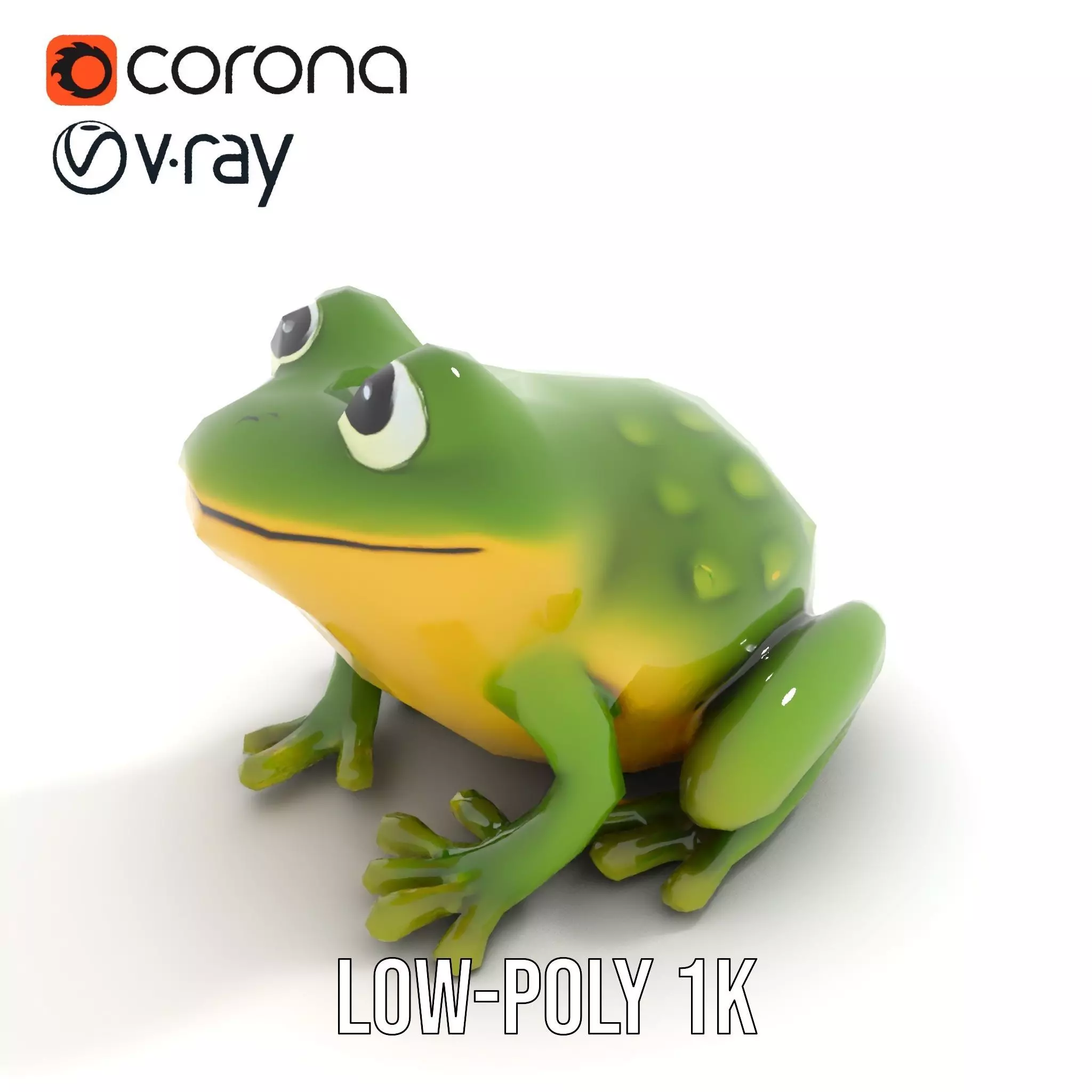 Green Frog Figurine model pack Low-poly 3D model_9