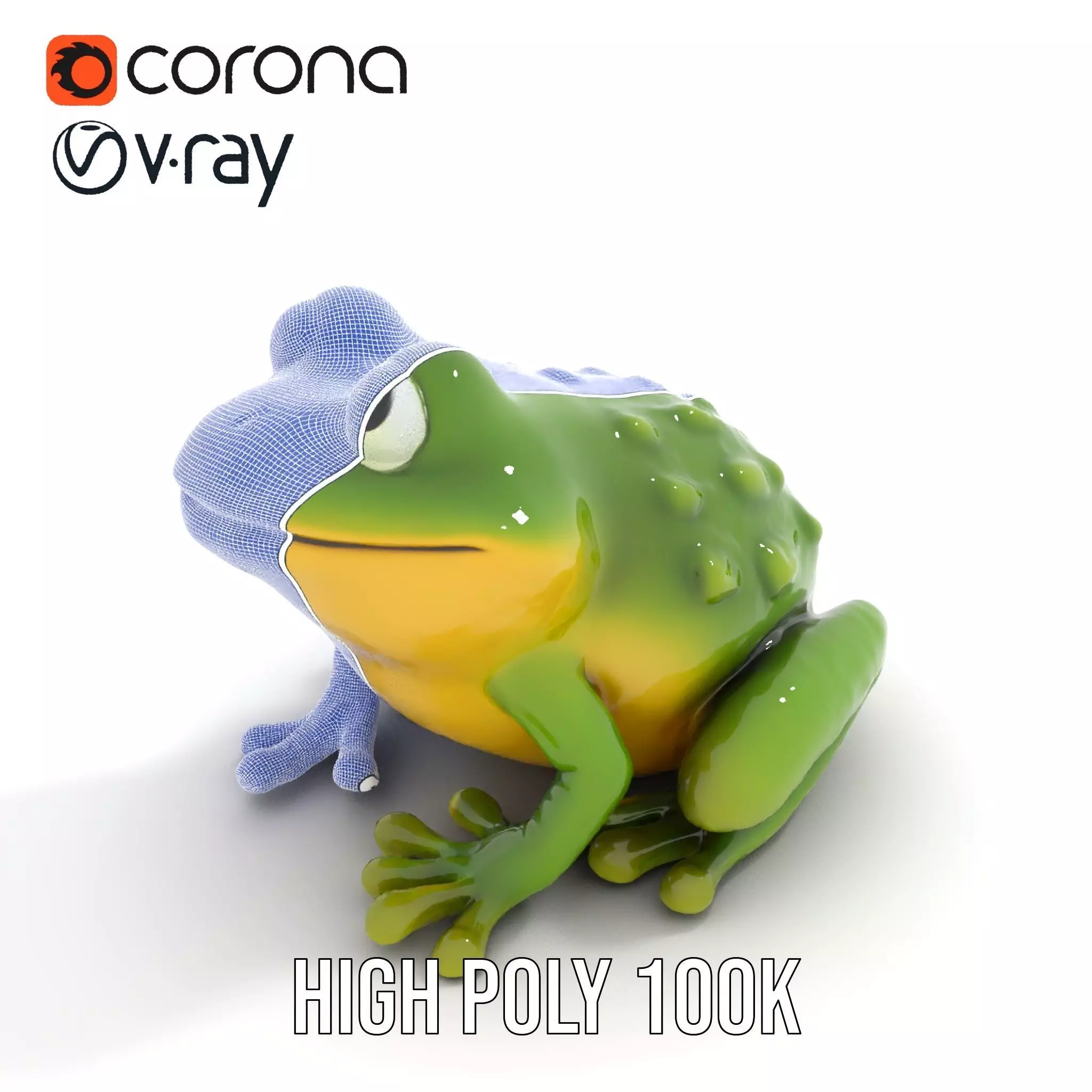 Green Frog Figurine model pack Low-poly 3D model_13
