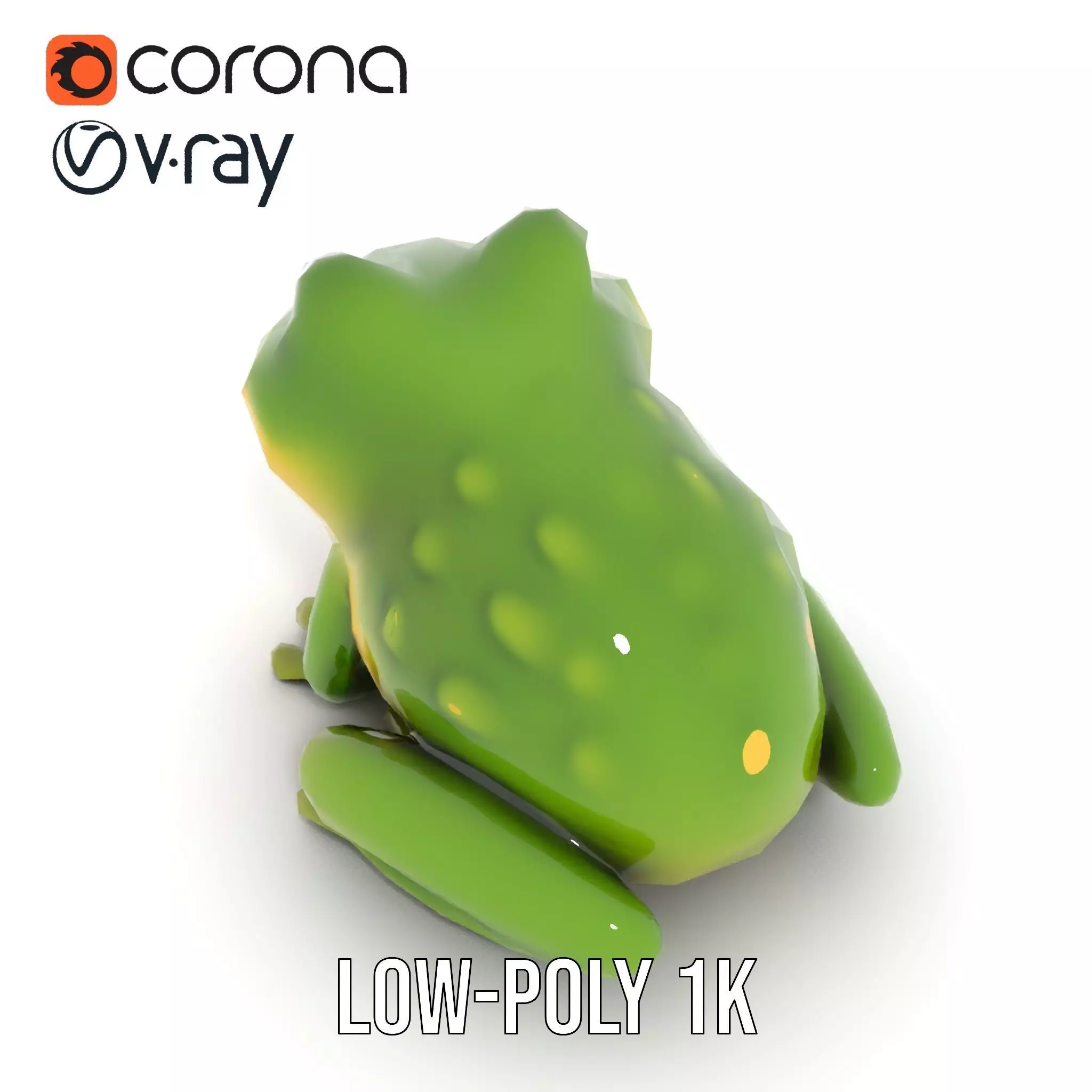 Green Frog Figurine model pack Low-poly 3D model_12