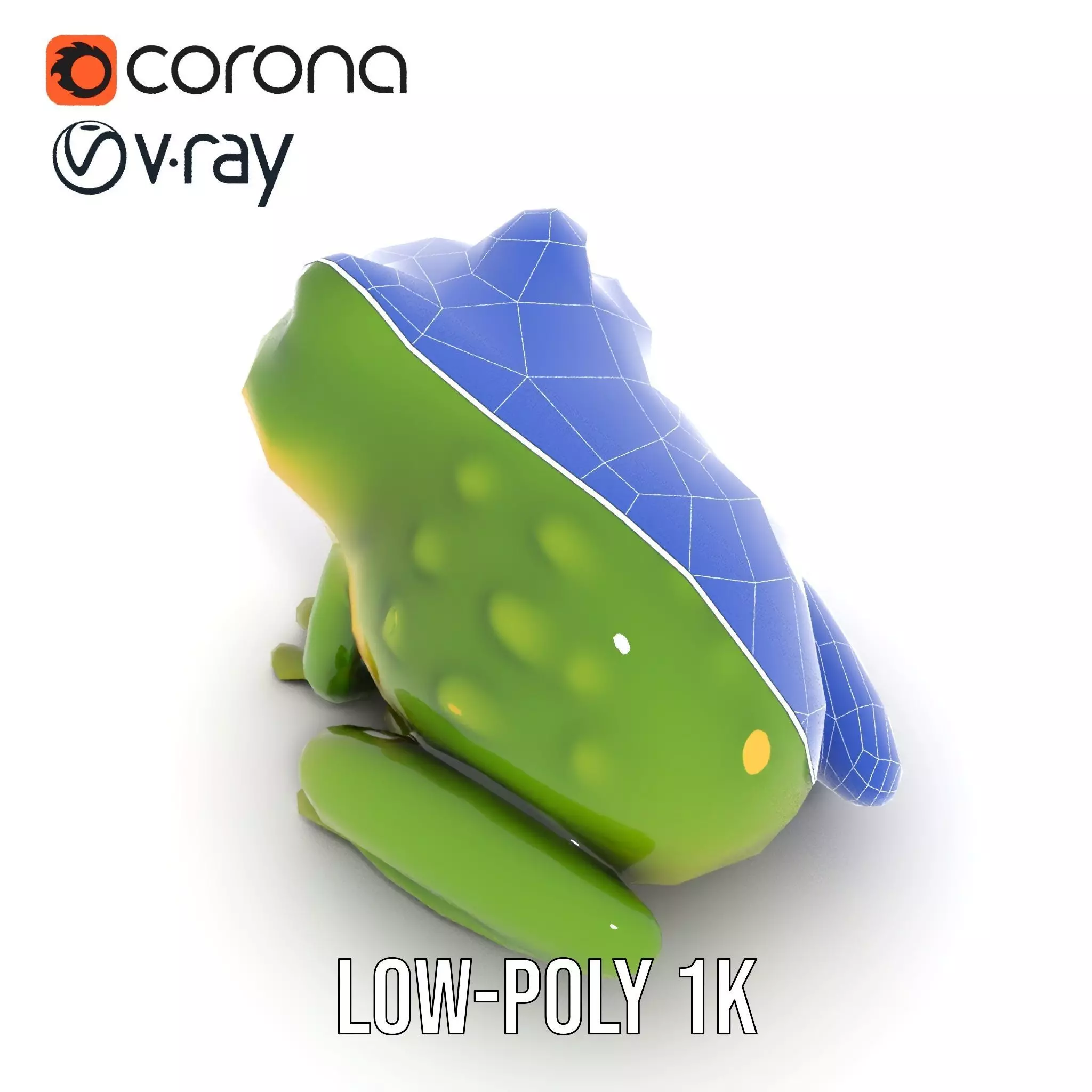 Green Frog Figurine model pack Low-poly 3D model_15