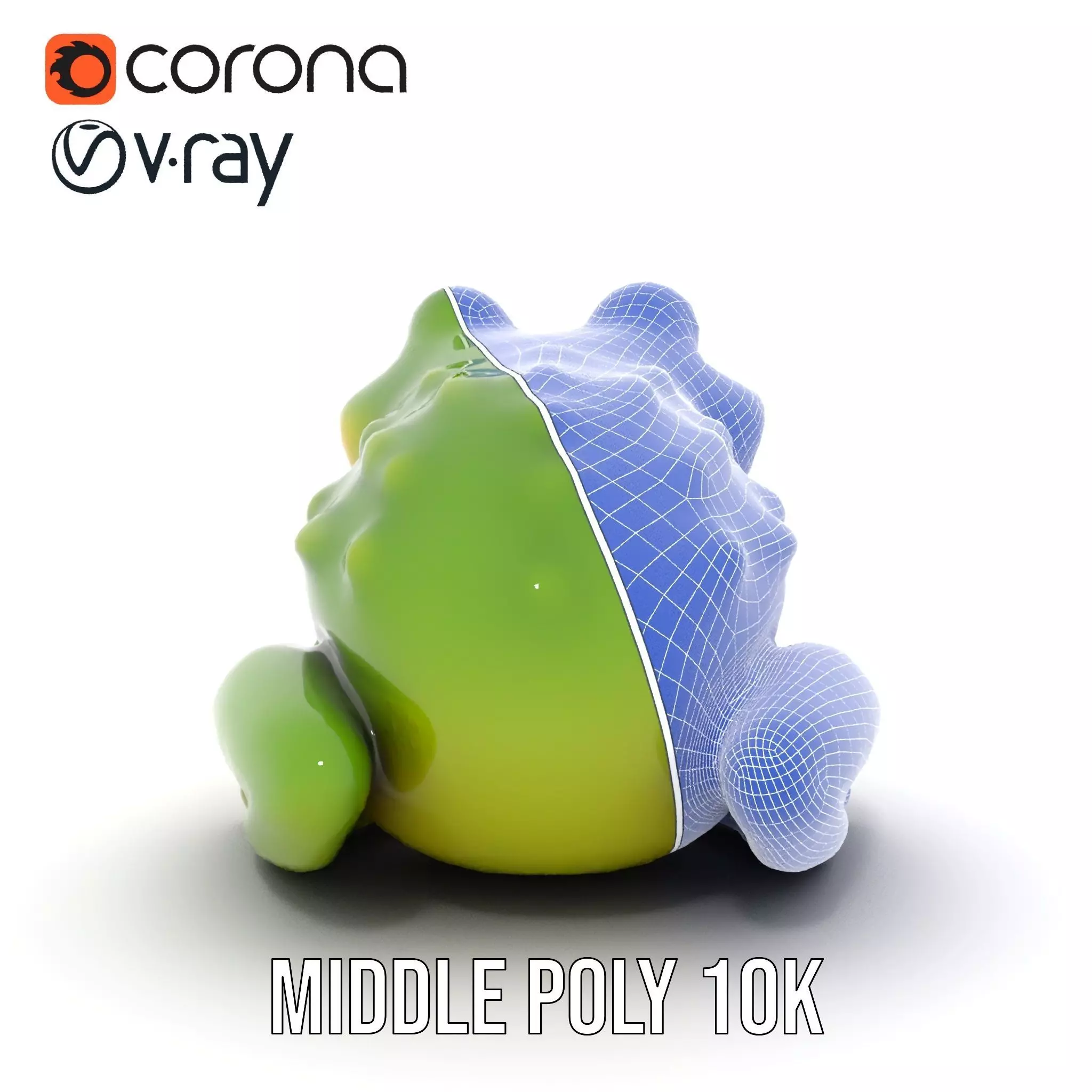 Green Frog Figurine model pack Low-poly 3D model_6