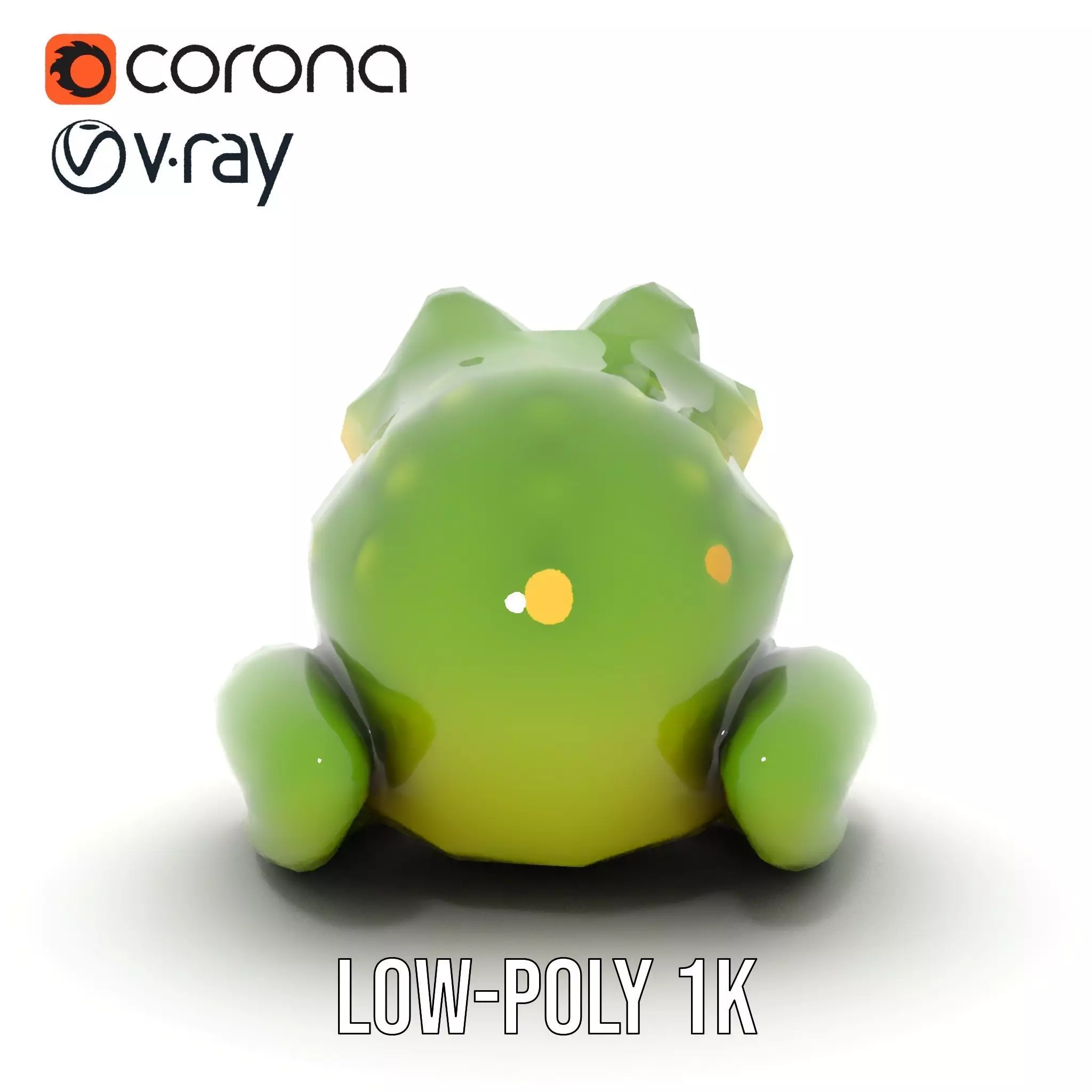 Green Frog Figurine model pack Low-poly 3D model_7