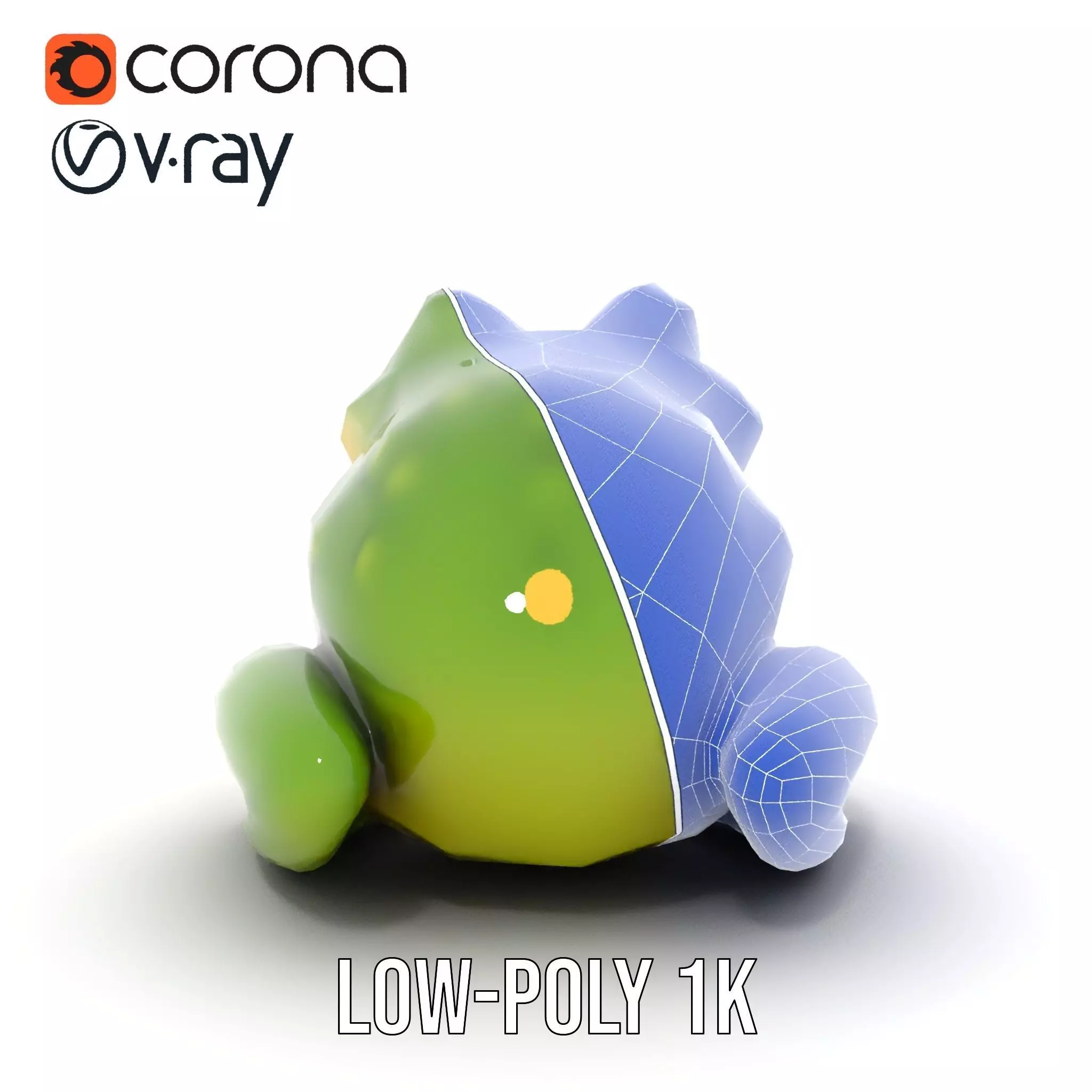 Green Frog Figurine model pack Low-poly 3D model_26