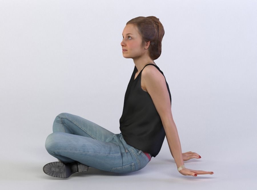 Petra 0097 Woman sitting on the ground 3D model_1