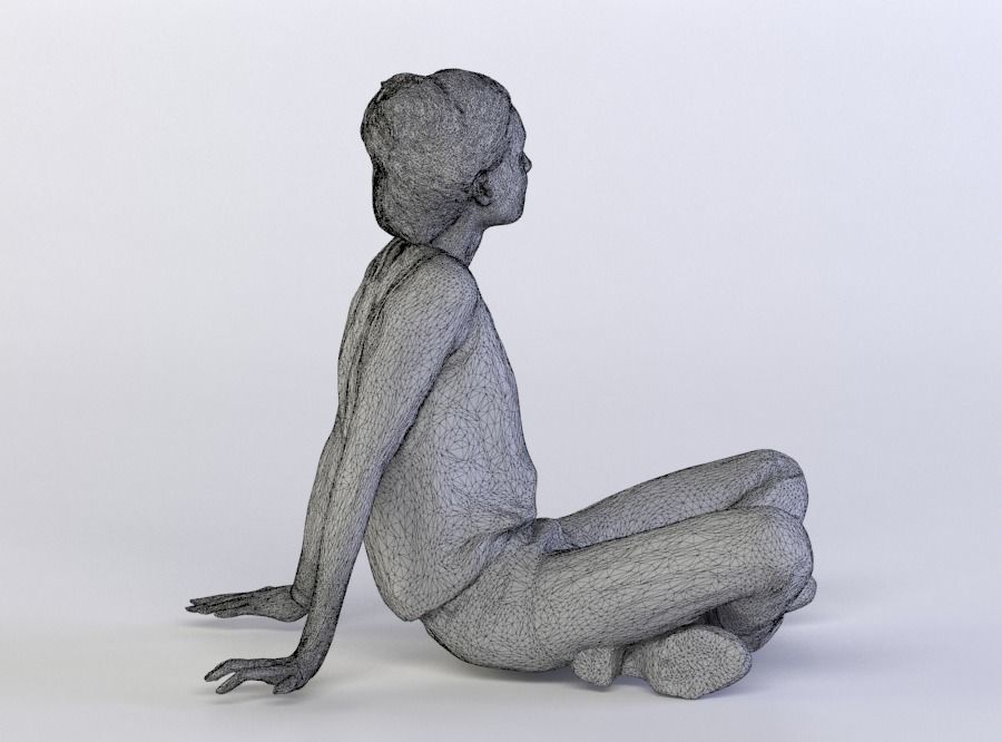 Petra 0097 Woman sitting on the ground 3D model_7