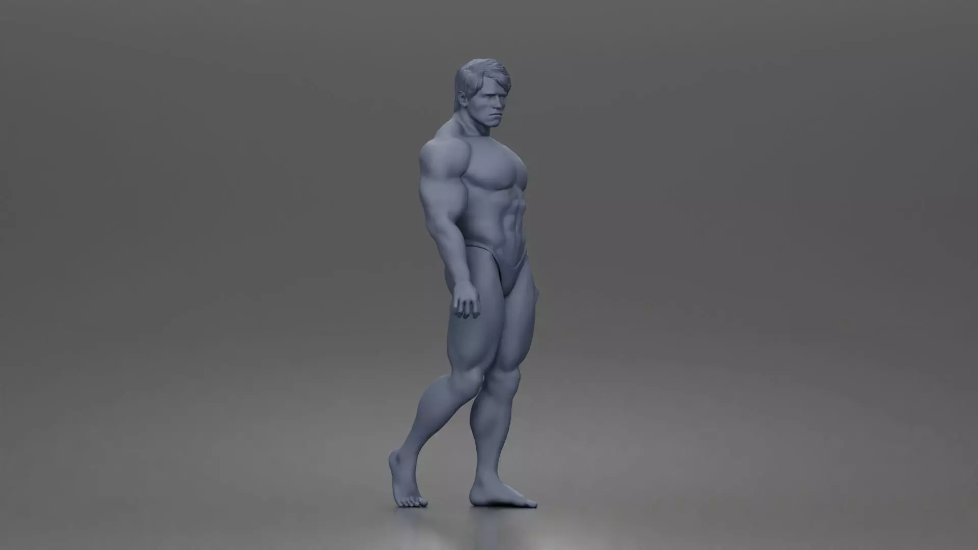The muscular Arnold walks forward showcasing sculpted physique 3D print model_7