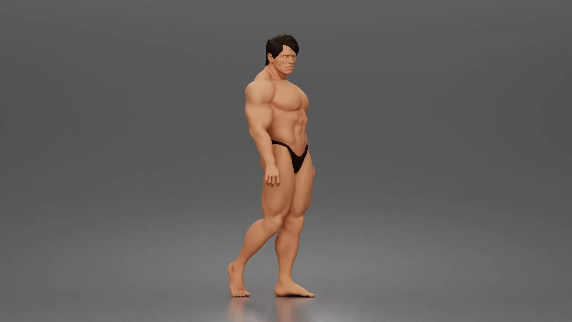 The muscular Arnold walks forward showcasing sculpted physique 3D print model_1