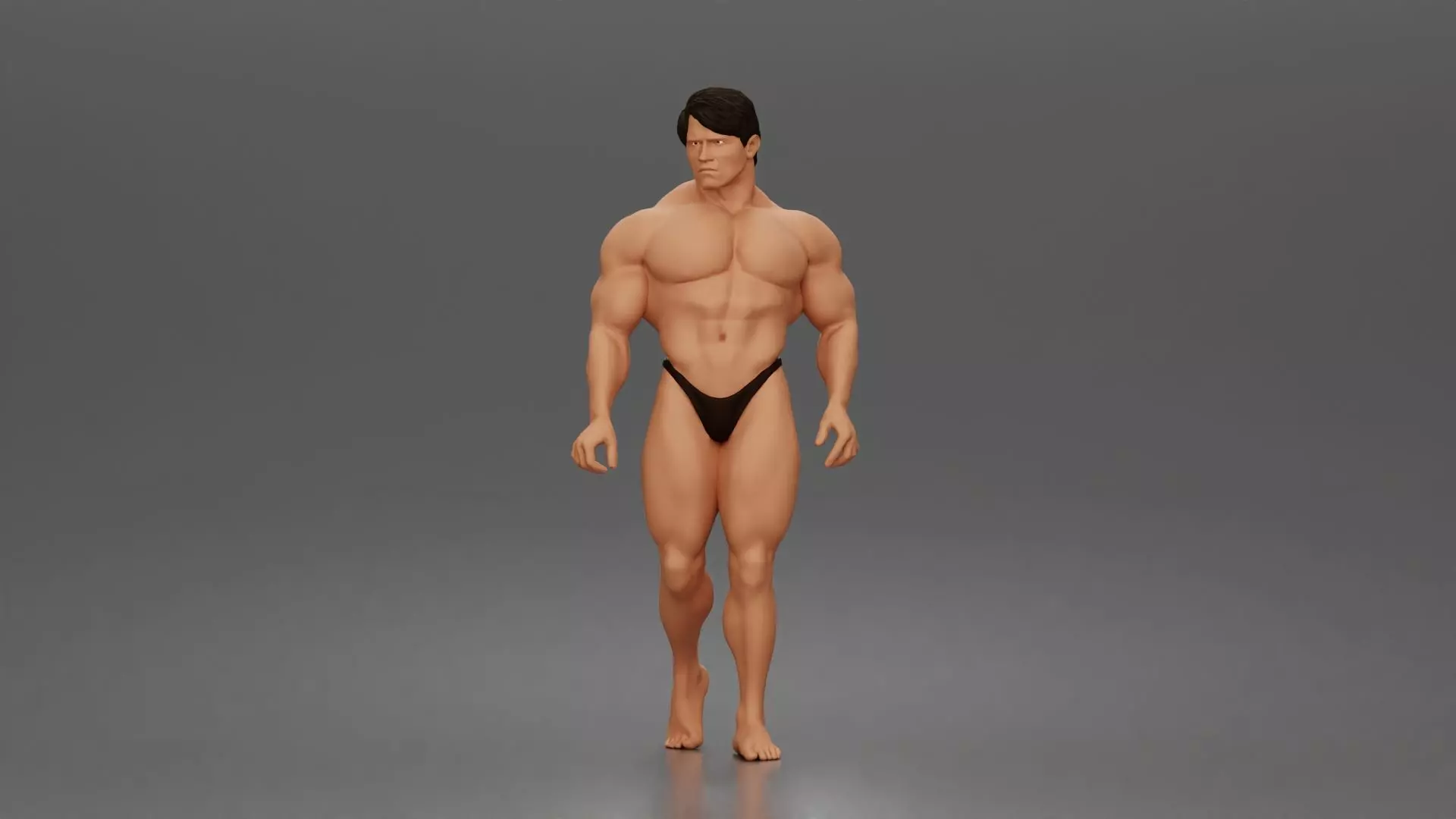 The muscular Arnold walks forward showcasing sculpted physique 3D print model_0