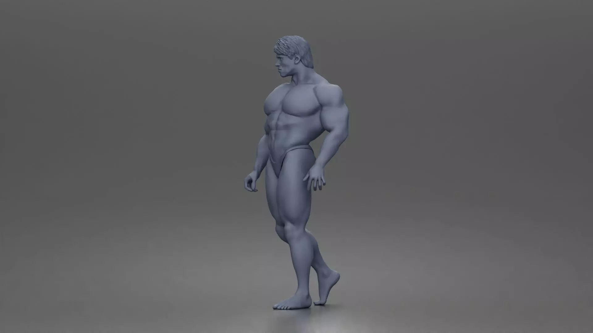 The muscular Arnold walks forward showcasing sculpted physique 3D print model_11