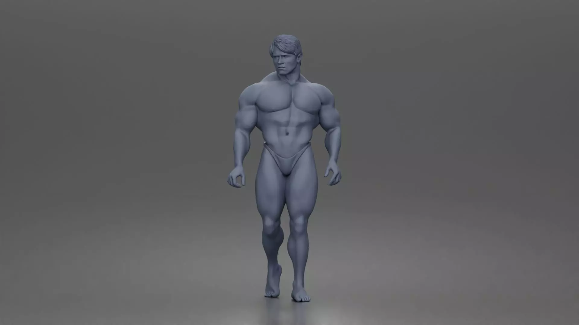 The muscular Arnold walks forward showcasing sculpted physique 3D print model_6