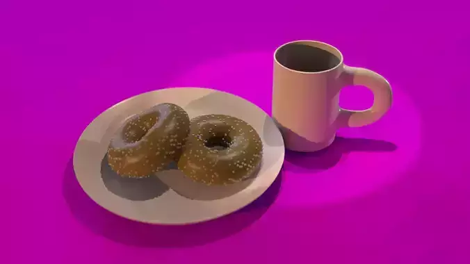 Realistic Donut  Coffee Cup Scene 
