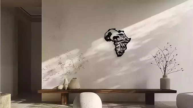 Africa Safari Continent Wall Decor 3D Print DXF