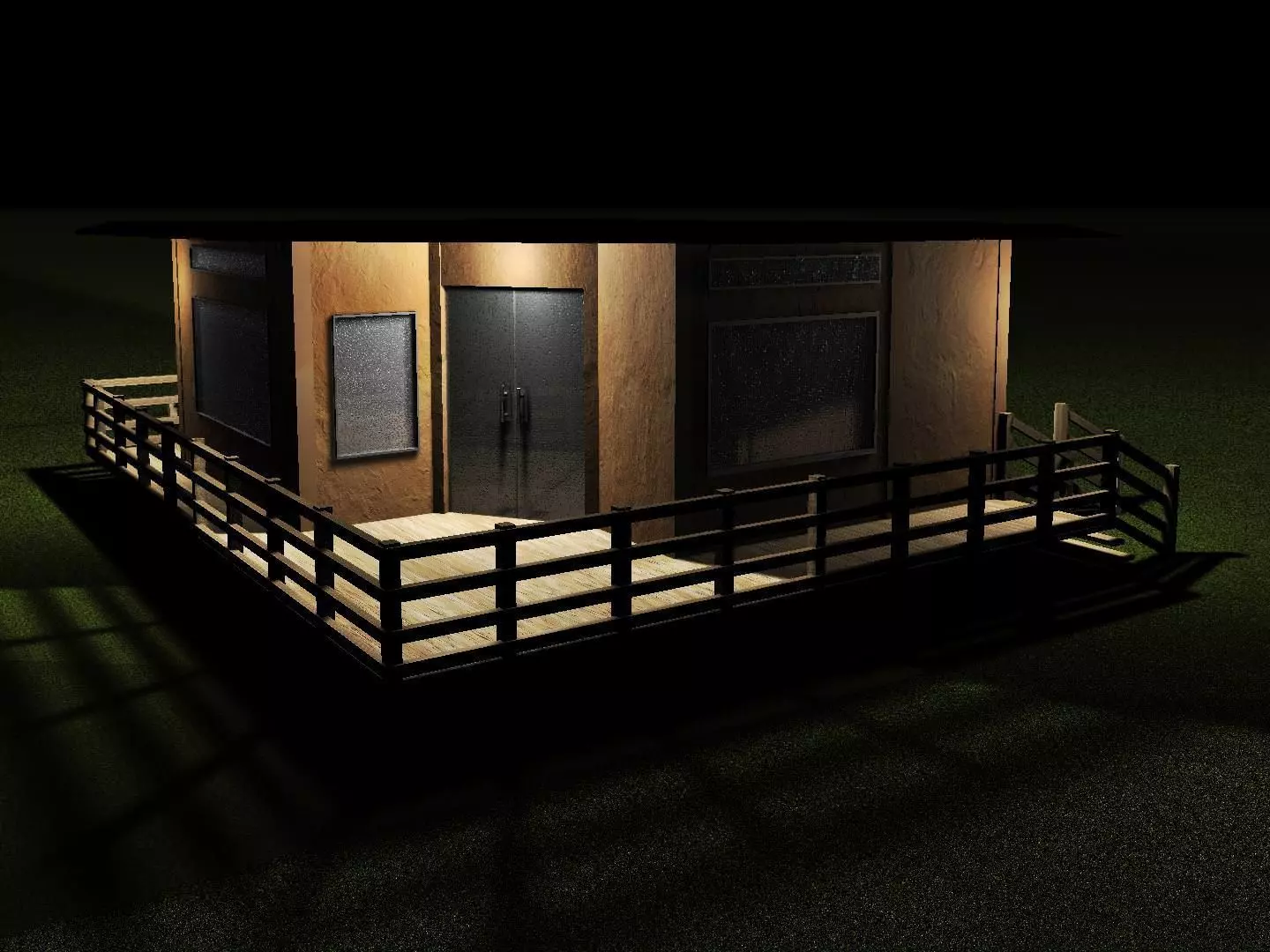 HomeJC wooden house at night Free 3D model