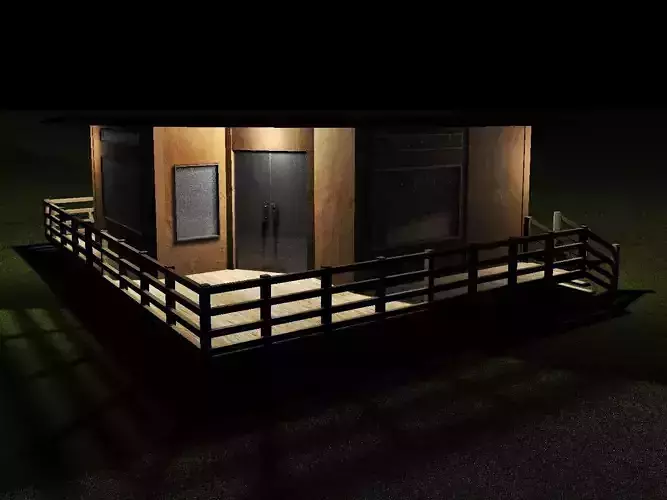 HomeJC wooden house at night Free 3D model