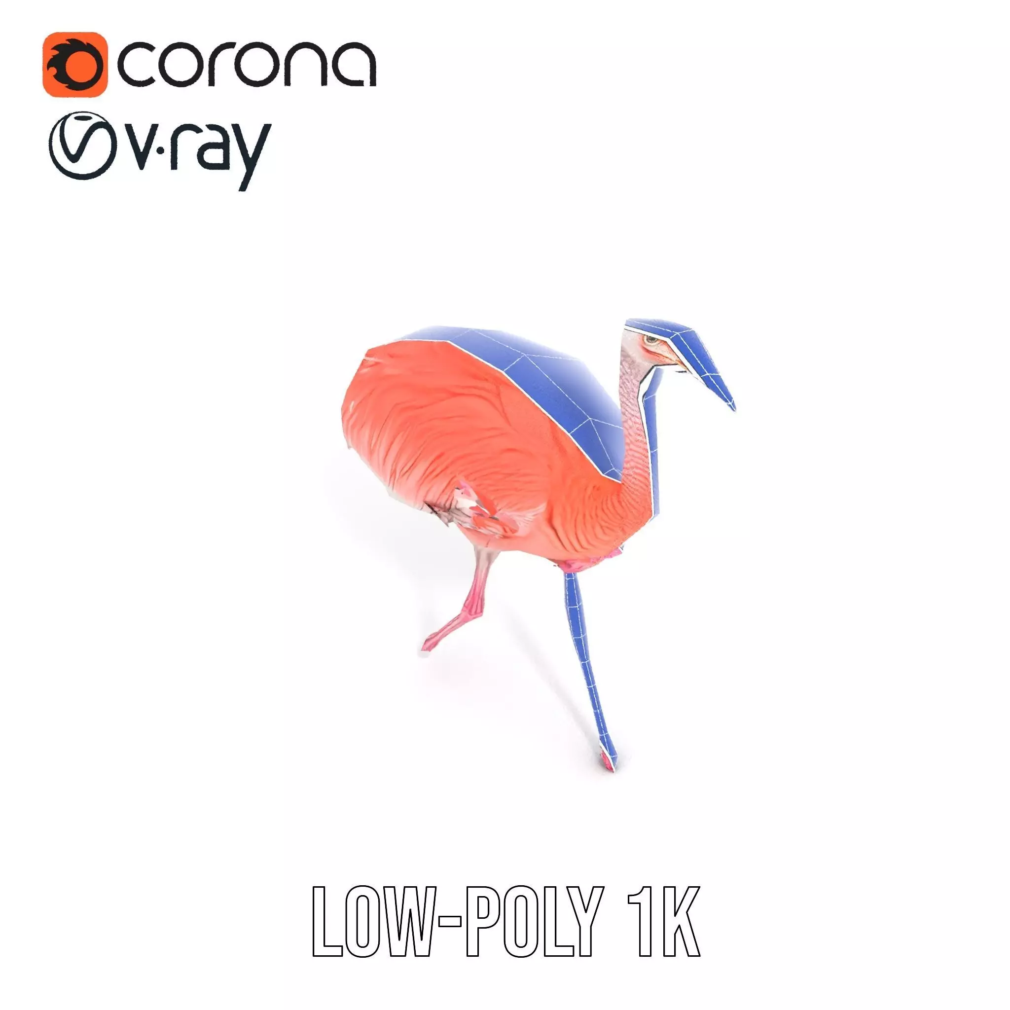 Elegant Flamingo Bird model pack Low-poly 3D model_12