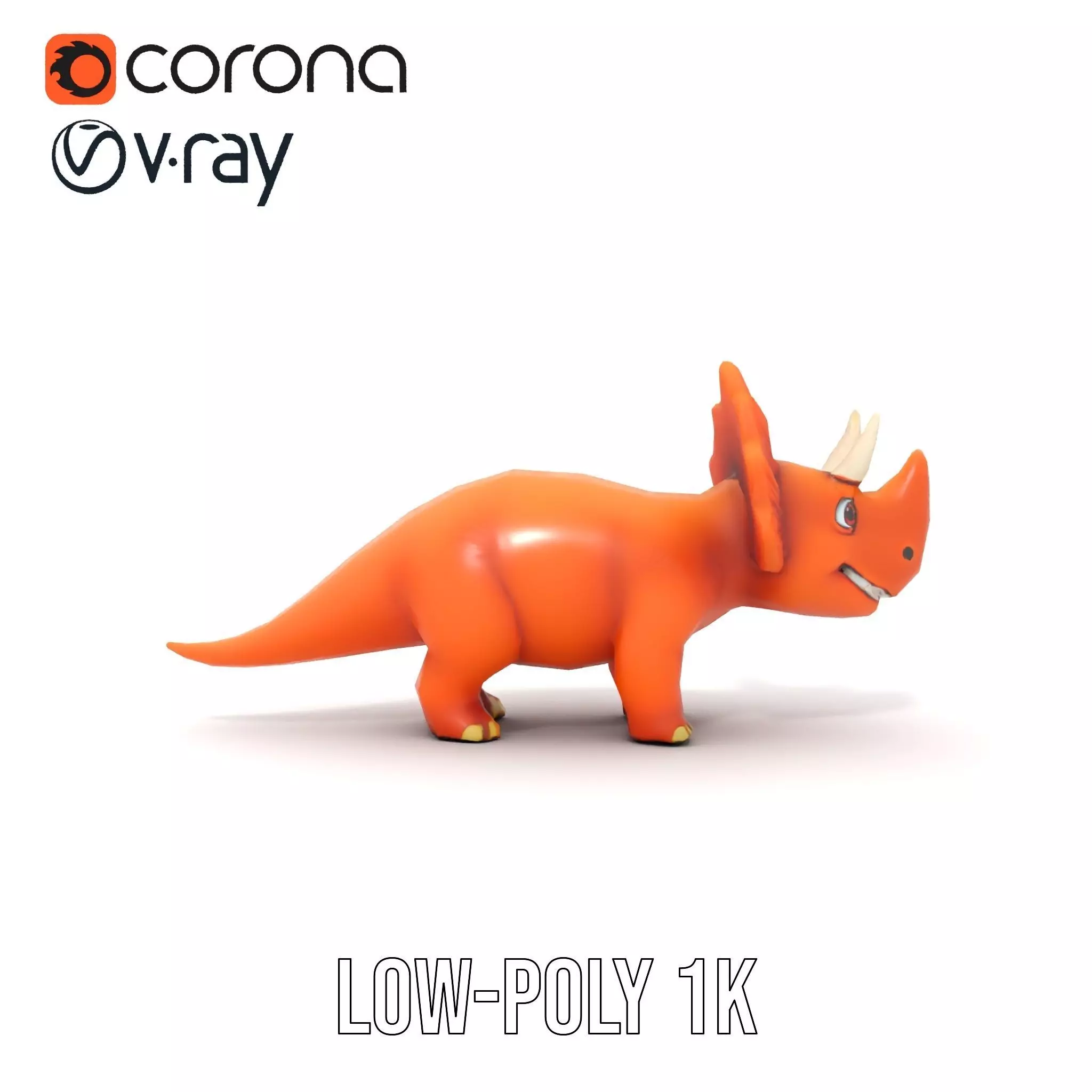 Orange Triceratops model pack Low-poly 3D model_9