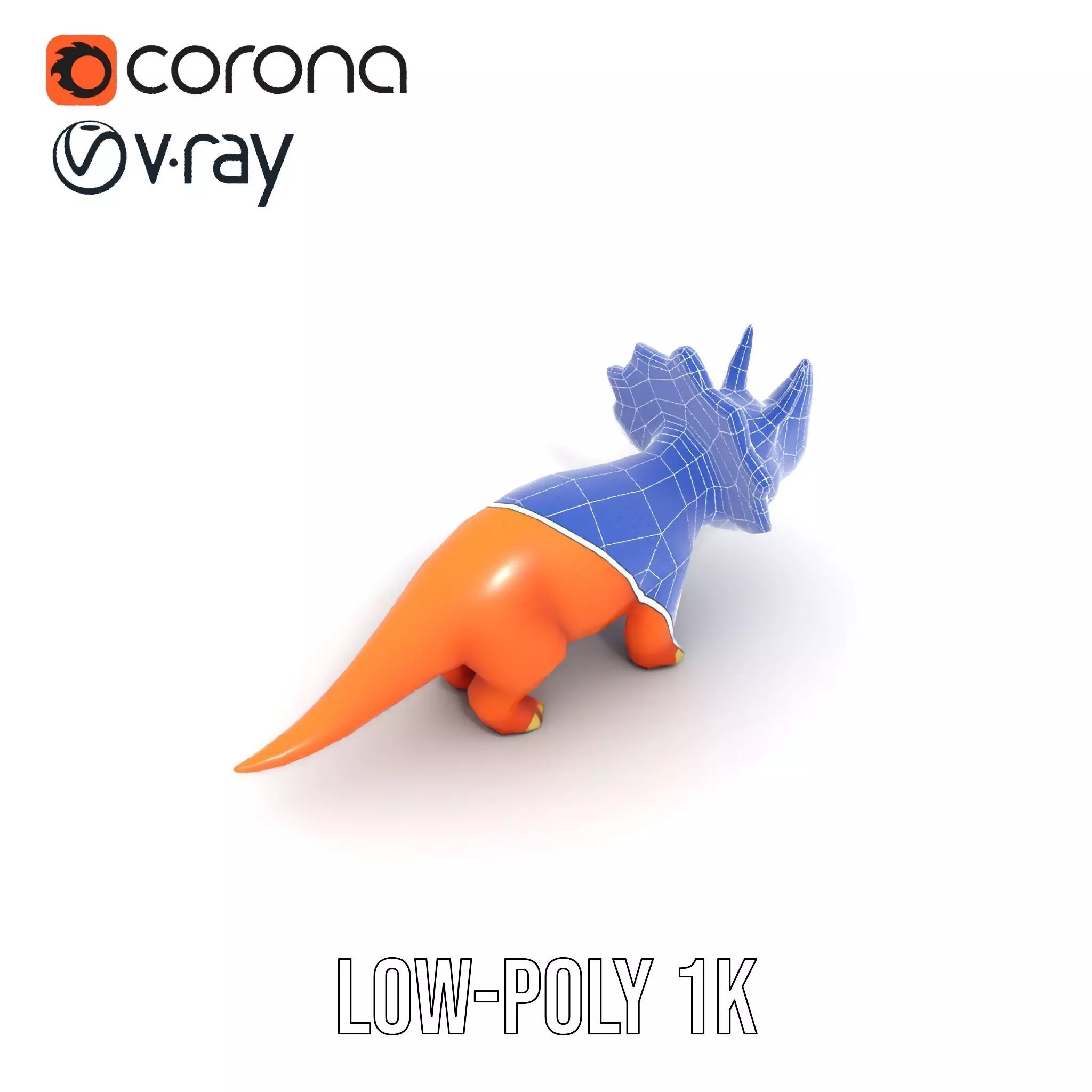 Orange Triceratops model pack Low-poly 3D model_18