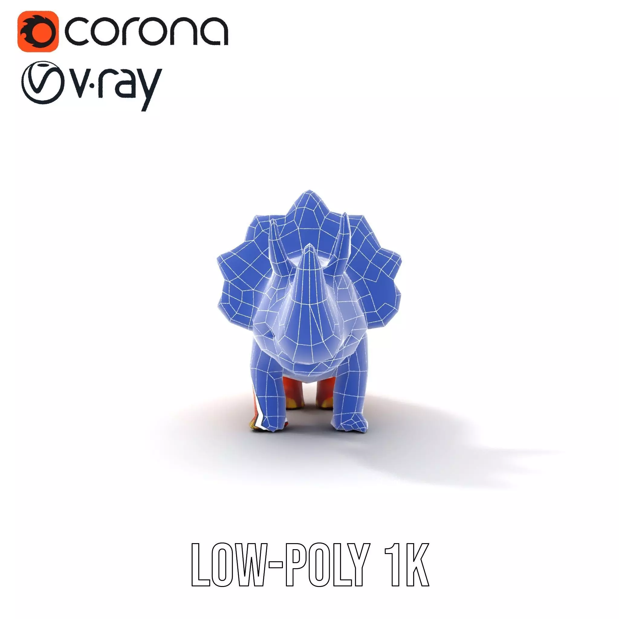 Orange Triceratops model pack Low-poly 3D model_15