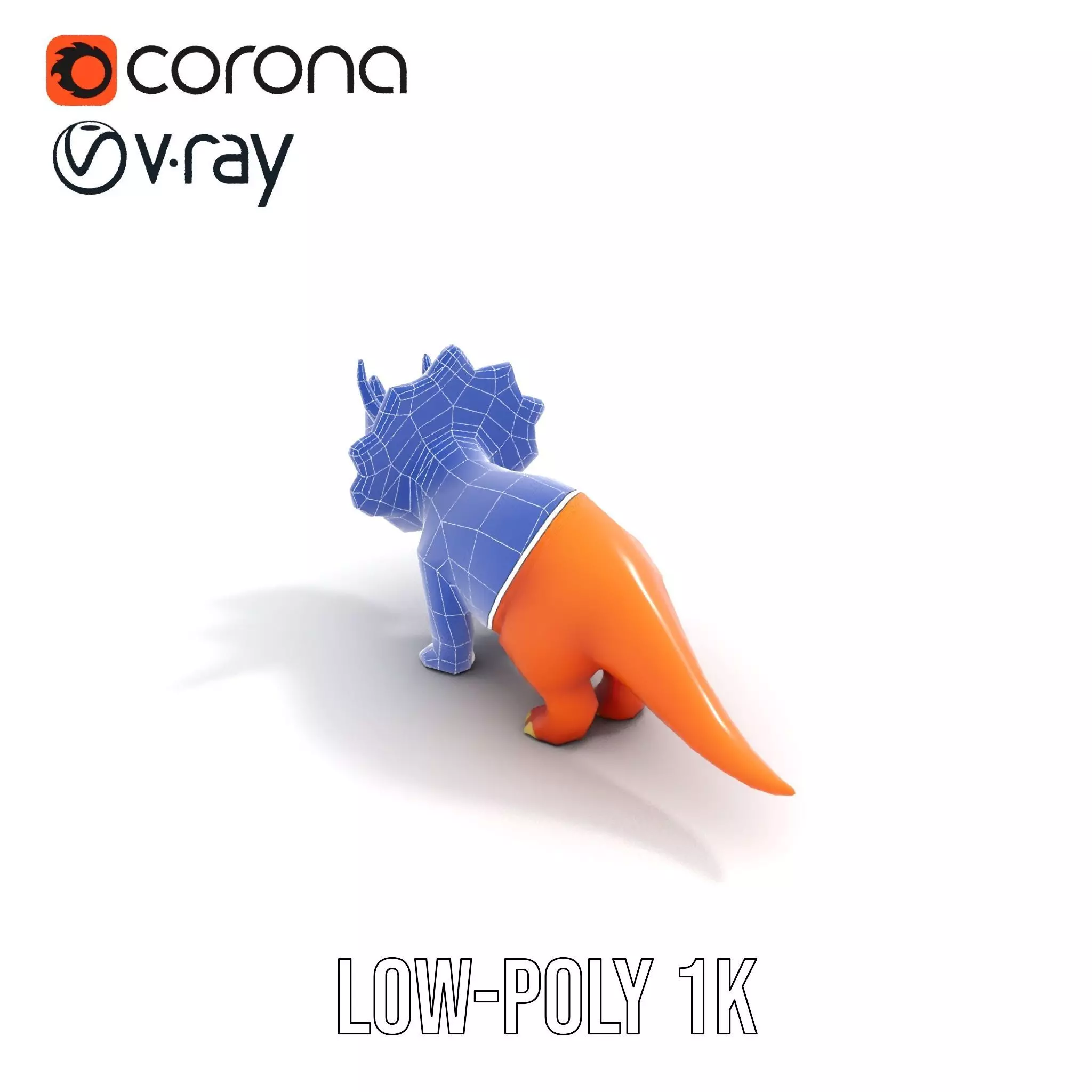 Orange Triceratops model pack Low-poly 3D model_28