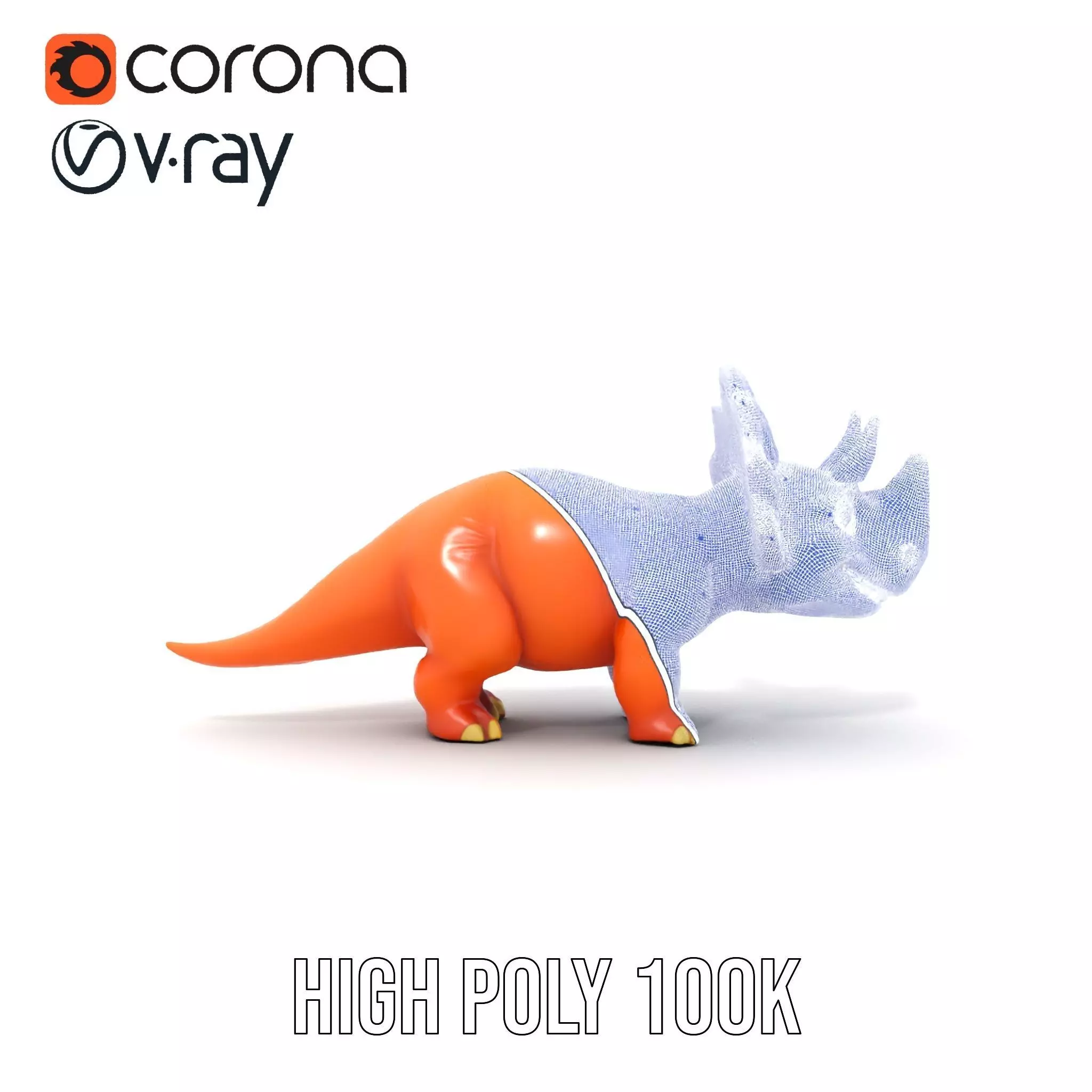 Orange Triceratops model pack Low-poly 3D model_19